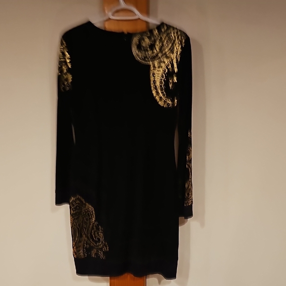 Caché Black Dress with Gold Patterns - Picture 7 of 8